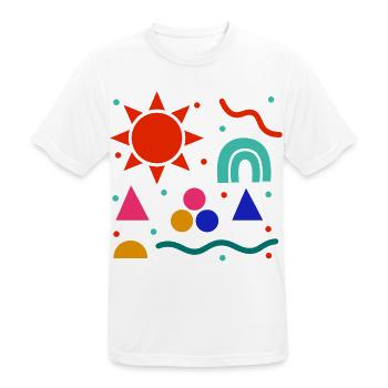 Lebendige Geometrie Sonnenfarben Muster - Männer T-Shirt atmungsaktiv - Weiß - Vorne - AI Model Male 185 dark (185cm)