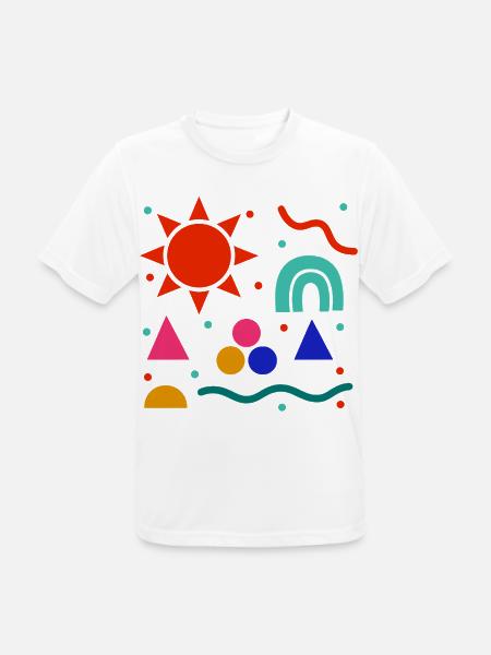 Lebendige Geometrie Sonnenfarben Muster - Männer T-Shirt atmungsaktiv - Weiß