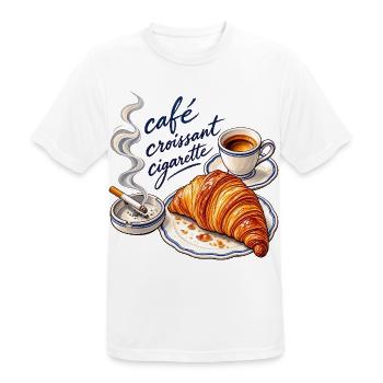 Café Croissant - Männer T-Shirt atmungsaktiv - Weiß - Vorne - AI Model Male 185 dark (185cm)