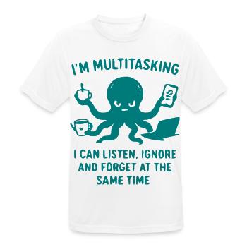 Multitasking Tintenfisch Humor - Männer T-Shirt atmungsaktiv - Weiß - Vorne - AI Model Male 185 dark (185cm)