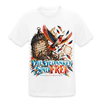 Die Gedanken sind frei - Männer T-Shirt atmungsaktiv - Weiß - Vorne - AI Model Male 185 dark (185cm)