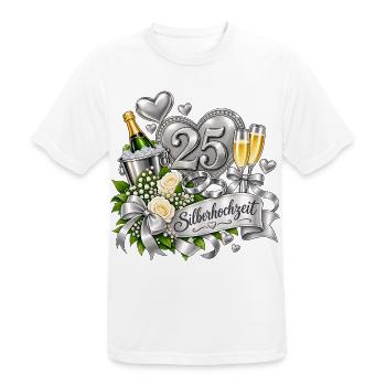 25. Silberhochzeit Festdesign - Männer T-Shirt atmungsaktiv - Weiß - Vorne - AI Model Male 185 dark (185cm)