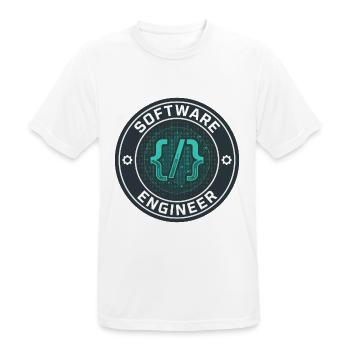 Software Engineer Binärcode-Badge-Geschenk - Männer T-Shirt atmungsaktiv - Weiß - Vorne - AI Model Male 185 dark (185cm)