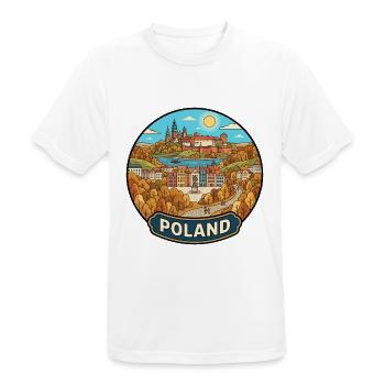 Polen Reiseabzeichen Wawel, Schloss Wawel, Warschauer Markt - Männer T-Shirt atmungsaktiv - Weiß - Vorne - AI Model Male 185 dark (185cm)