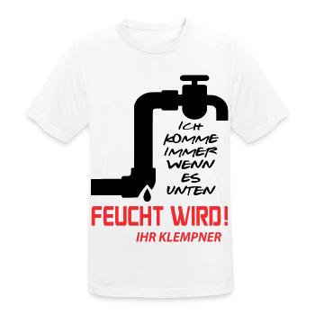 Klempner Rohrleger Beruf Installateur Feucht wird - Männer T-Shirt atmungsaktiv - Weiß - Vorne - AI Model Male 185 dark (185cm)