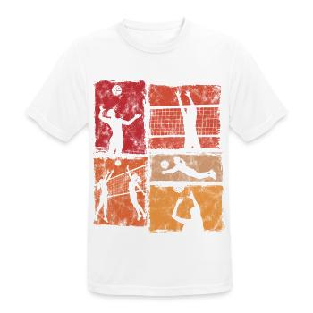 Volleyball Volleyballerinnen im Spiel Damen Retro - Männer T-Shirt atmungsaktiv - Weiß - Vorne - AI Model Male 185 dark (185cm)