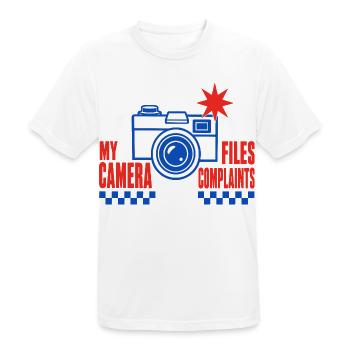 Fotografie – My Camera Files Complaints - Männer T-Shirt atmungsaktiv - Weiß - Vorne - AI Model Male 185 dark (185cm)