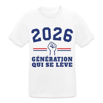 Aufstieg der Generation 2026 - Männer T-Shirt atmungsaktiv - Weiß - Vorne - AI Model Male 185 dark (185cm)