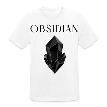 Minimalistischer schwarzer Obsidiankristall - Männer T-Shirt atmungsaktiv - Weiß - Vorne - AI Model Male 185 dark (185cm)