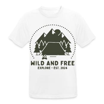 Waldcamping Freiheit - Männer T-Shirt atmungsaktiv - Weiß - Vorne - AI Model Male 185 dark (185cm)