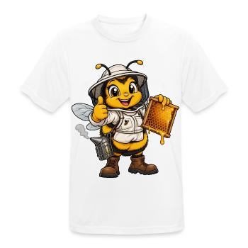 Hummel als Imker – Lustiges Bienenmotiv - Männer T-Shirt atmungsaktiv - Weiß - Vorne - AI Model Male 185 dark (185cm)