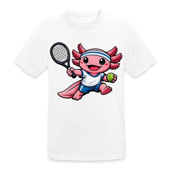 Axolotl beim Tennis – Süßes Sportmotiv - Männer T-Shirt atmungsaktiv - Weiß - Vorne - AI Model Male 185 dark (185cm)