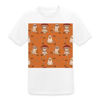 Halloween Katzen Geister Pilz Muster - Männer T-Shirt atmungsaktiv - Weiß - Vorne - AI Model Male 185 dark (185cm)