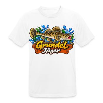 Grundeljäger Goby Hunter - Männer T-Shirt atmungsaktiv - Weiß - Vorne - AI Model Male 185 dark (185cm)