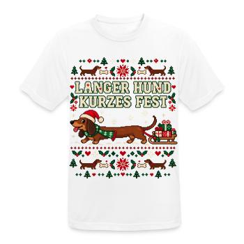 Weihnachtsdackel - Langer Hund kurzes Fest - Männer T-Shirt atmungsaktiv - Weiß - Vorne - AI Model Male 185 dark (185cm)