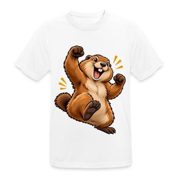 Cartoon springendes Eichhörnchen - Männer T-Shirt atmungsaktiv - Weiß - Vorne - AI Model Male 185 dark (185cm)