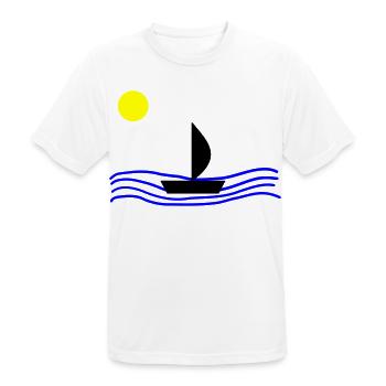 Mit dem Boot auf dem Meer - Männer T-Shirt atmungsaktiv - Weiß - Vorne - AI Model Male 185 dark (185cm)