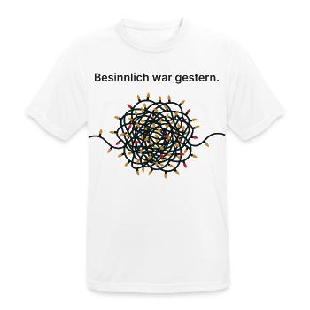 Besinnlich war gestern - Lichterkette Weihnachten  - Männer T-Shirt atmungsaktiv - Weiß - Vorne - AI Model Male 185 dark (185cm)