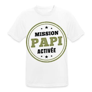 Opa Mission aktiviert | Humoristi Schwangerschaftsdurchsage - Männer T-Shirt atmungsaktiv - Weiß - Vorne - AI Model Male 185 dark (185cm)
