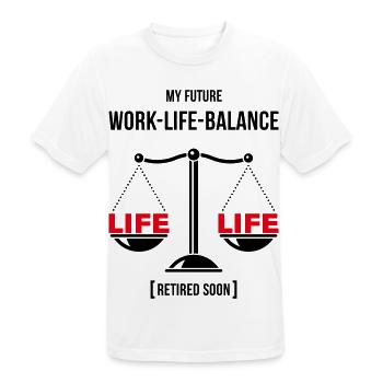 Meine zukünftige Work-Life-Balance – Bald im Ruhestand (POS2C) - Männer T-Shirt atmungsaktiv - Weiß - Vorne - AI Model Male 185 dark (185cm)