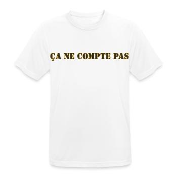 ÇA NE COMPTE PAS - T-shirt respirant Homme - blanc - Devant - AI Model Male 185 dark (185cm)