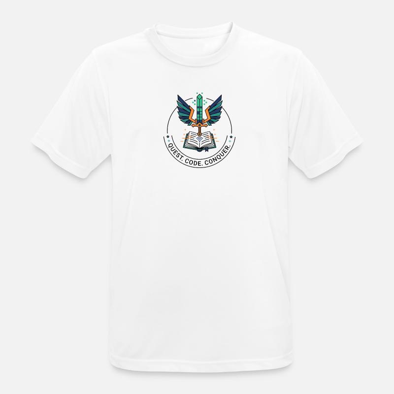 Quest. Code. Conquer Emblem - Men's Breathable T-Shirt - white