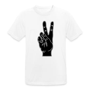 Geste de la main noire paix - T-shirt respirant Homme - blanc - Devant - AI Model Male 185 dark (185cm)