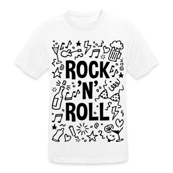 Rock 'n' Roll (Musik / Party / Scribble / Black) - Männer T-Shirt atmungsaktiv - Weiß - Vorne - AI Model Male 185 dark (185cm)