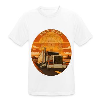 King Of The Road Lion Trucker Emblem - Männer T-Shirt atmungsaktiv - Weiß - Vorne - AI Model Male 185 dark (185cm)