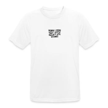 Dinge, die ich gefunden habe, ohne die ich einfach nicht leben könnte - Männer T-Shirt atmungsaktiv - Weiß - Vorne - AI Model Male 185 dark (185cm)