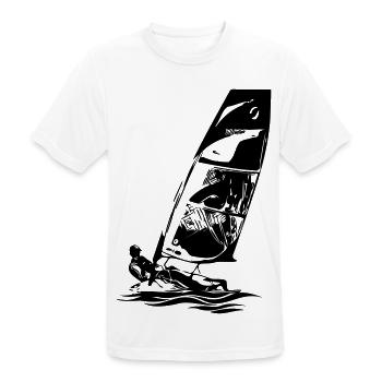Open Skiff Sailing dinghy Sailboat Regatta sailing Kids - Men's Breathable T-Shirt - white - Front - AI Model Male 185 dark (185cm)