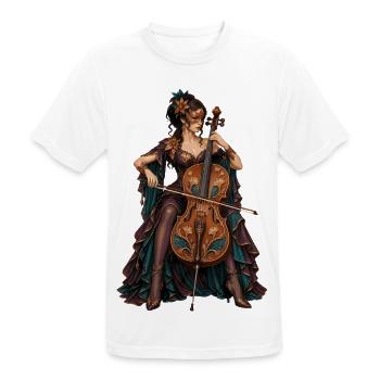 Cello Diva im ArtNouveau Gewand - Männer T-Shirt atmungsaktiv - Weiß - Vorne - AI Model Male 185 dark (185cm)