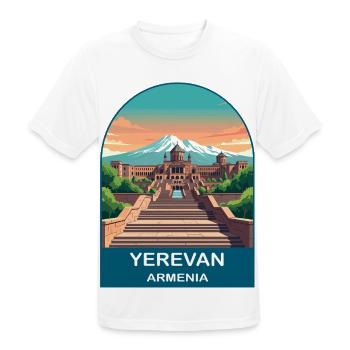 Jerewan Armenien Berg Ararat Vintage Reisekunst - Männer T-Shirt atmungsaktiv - Weiß - Vorne - AI Model Male 185 dark (185cm)