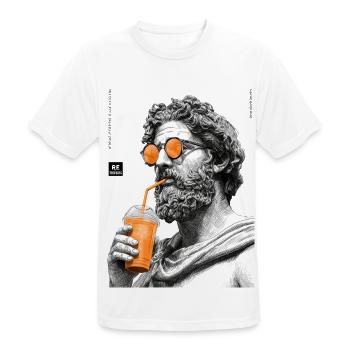 Thinking and drinkin - Männer T-Shirt atmungsaktiv - Weiß - Vorne - AI Model Male 185 dark (185cm)