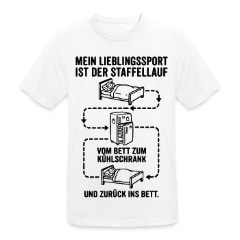 Bett und Kühlschrank Staffellauf - Männer T-Shirt atmungsaktiv - Weiß - Vorne - AI Model Male 185 dark (185cm)