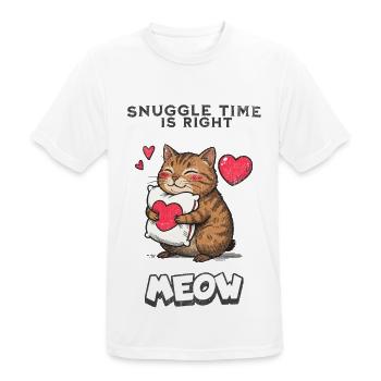 Snuggle Time Is Right Meow Katze Kuscheln Geschenk - Männer T-Shirt atmungsaktiv - Weiß - Vorne - AI Model Male 185 dark (185cm)
