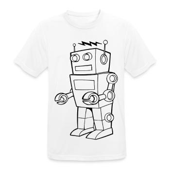 Robot Vintage Croquis Design - T-shirt respirant Homme - blanc - Devant - AI Model Male 185 dark (185cm)