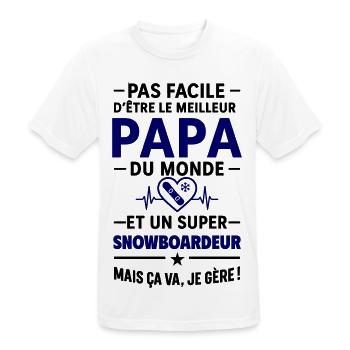 Herz + Snowboard – Super Snowboarder Papa - Männer T-Shirt atmungsaktiv - Weiß - Vorne - AI Model Male 185 dark (185cm)