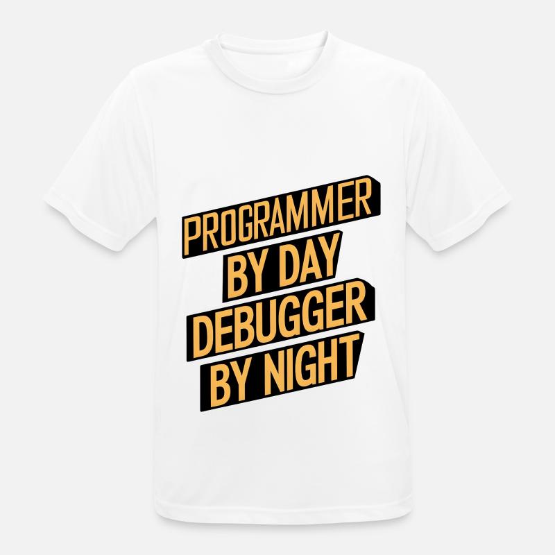 Programmer by Day, Debugger by Night - Men's Breathable T-Shirt - white