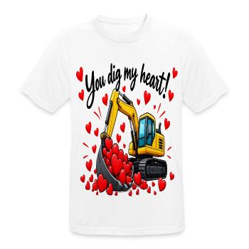 Ein Ausgräber, der Herzen liebt - Männer T-Shirt atmungsaktiv - Weiß - Vorne - AI Model Male 185 dark (185cm)