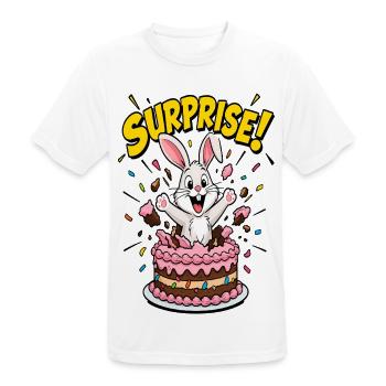 Überraschungs-Kaninchen-Geburtstagskuchen - Männer T-Shirt atmungsaktiv - Weiß - Vorne - AI Model Male 185 dark (185cm)