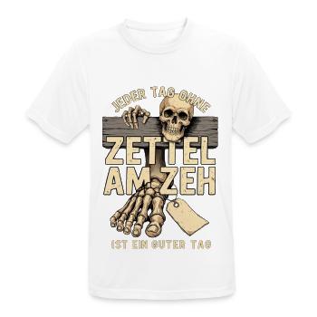 Zettel am Zeh Totenkopf Motiv - Männer T-Shirt atmungsaktiv - Weiß - Vorne - AI Model Male 185 dark (185cm)