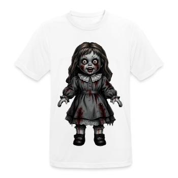 Gruselige Horror Puppe Halloween Geschenk  - Männer T-Shirt atmungsaktiv - Weiß - Vorne - AI Model Male 185 dark (185cm)