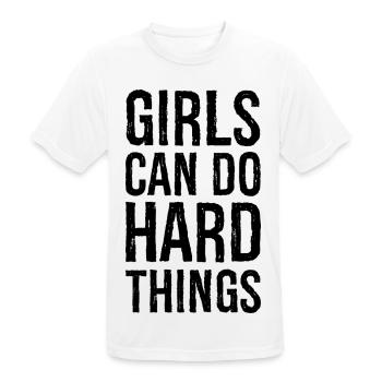 Mädchen können harte Dinge tun - Männer T-Shirt atmungsaktiv - Weiß - Vorne - AI Model Male 185 dark (185cm)