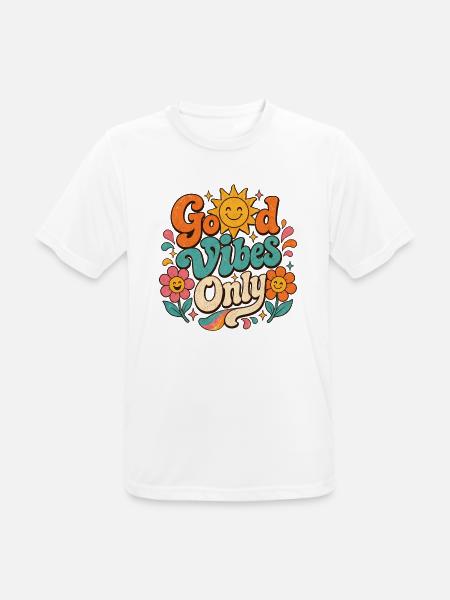 Good Vibe's Only Retro Floral - Men's Breathable T-Shirt - white