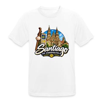 Santiago de Compostela – Jakobsweg & Pilgerziel - Männer T-Shirt atmungsaktiv - Weiß - Vorne - AI Model Male 185 dark (185cm)