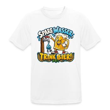 Spare Wasser, trink Bier! – Lustiger Bierkrug - Männer T-Shirt atmungsaktiv - Weiß - Vorne - AI Model Male 185 dark (185cm)