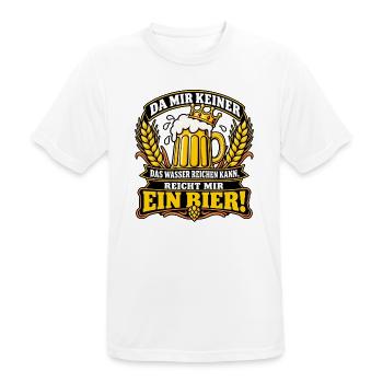 Reicht mir ein Bier! – Bierkrug mit Krone - Männer T-Shirt atmungsaktiv - Weiß - Vorne - AI Model Male 185 dark (185cm)