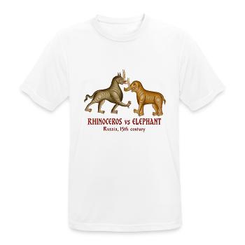 Nashorn vs. Elefant – Russland im fünfzehnten Jahrhundert - Männer T-Shirt atmungsaktiv - Weiß - Vorne - AI Model Male 185 dark (185cm)