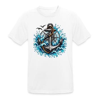 Gezeitenanker mit tosenden Wellen - Männer T-Shirt atmungsaktiv - Weiß - Vorne - AI Model Male 185 dark (185cm)